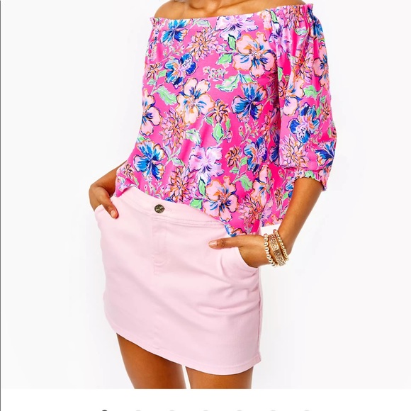 Lilly Pulitzer Colette pink jean skirt - Picture 2 of 5